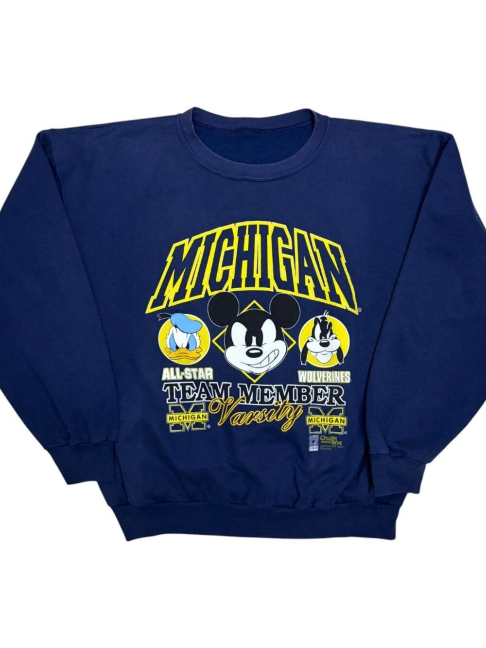 MICHIGAN DISNEY Sweater Vintage 90s Mickey Mouse Sweatshirt College Football XL